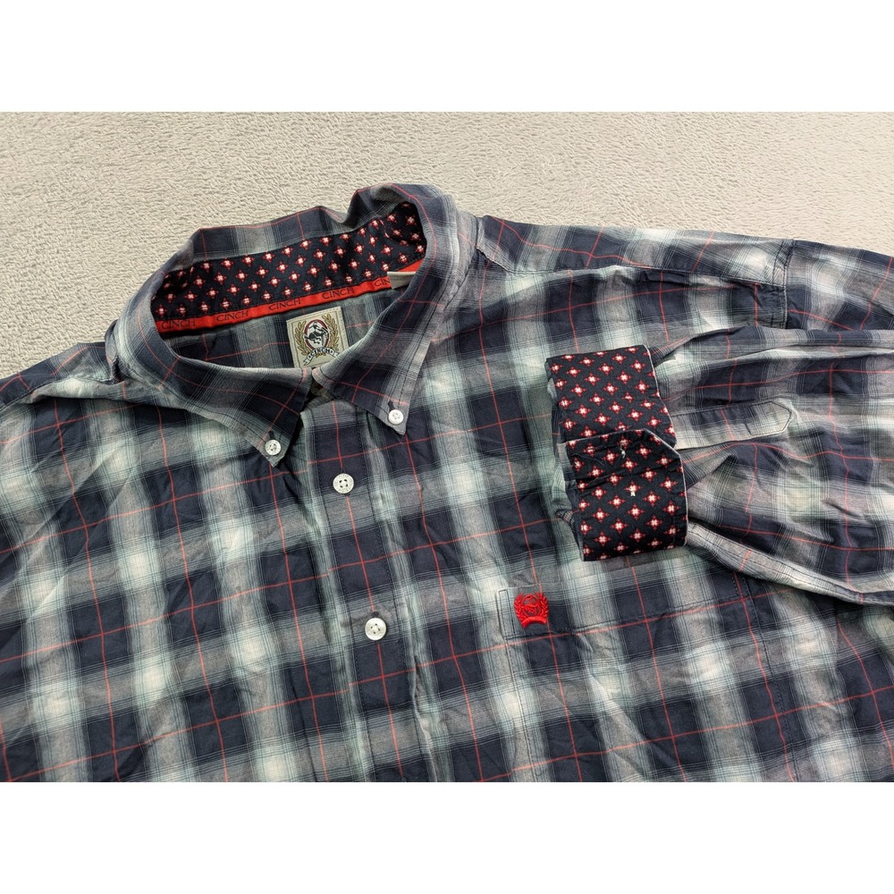 Cinch Mens XXL Western Button Down Shirt Plaid Flip Cuff Long Sleeve Cotton